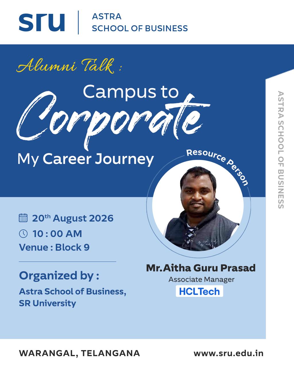 Alumni Talk: “Campus to Corporate – My Career Journey”